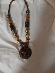 JEWERLY INDIAN FASHION WOODEN HANDMADE BEADED NECKLACE WOMEN GIRLS NECKLACE - Picture 1 of 2