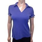 TOMMY HILFIGER Fitted Polo Shirt Womens Size Medium Blue Piped Golf Tee Top