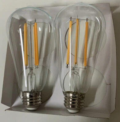 💡 Feit 100-Watt  ST19 Dimmable Straight Filament Clear Glass Vintage 👉2pk👈 - Image 1 of 3