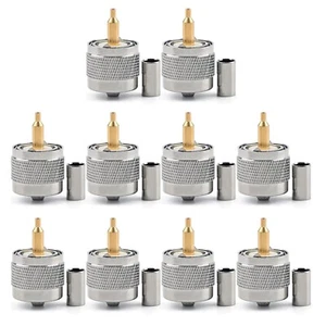 10x Connector UHF Male PL259 Plug Crimp RG58 RG142 LMR195 RG400 Cable - Picture 1 of 3