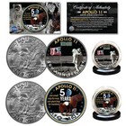 APOLLO 11 50th Anniversary Man on Moon Genuine Eisenhower Dollar NASA 2-Coin Set
