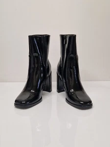 US Import Top Moda Patent Black Textured Boots Uk Size 3.5 US Size 5.5 - Picture 1 of 4