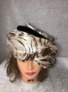 1950’s (?) Pillbox Gladys & Belle Lewin’s Vintage Fabric Satin Unique Rare Hat - Picture 1 of 12