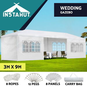 Instahut Gazebo Marquee 3x9 Wedding Party Camping Tent Outdoor Side Wall White
