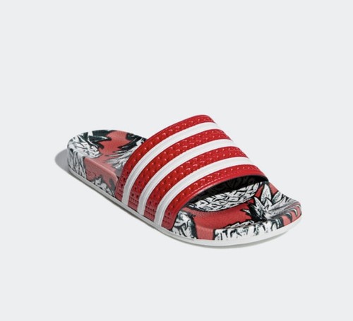 ADIDAS Sandali con stampa ananas Adilette rosso e bianco a righe scarlatto taglia 6