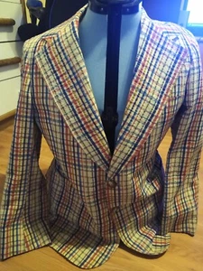 Giacca blazer donna vintage anni 70 radici plaid doppia tasca risvolto collo taglia mod - Foto 1 di 10