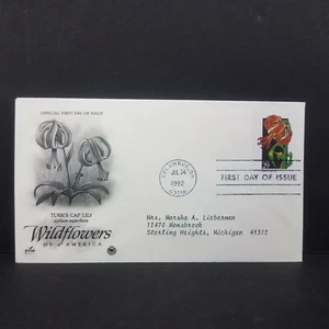 Wild Flowers of America Turk's Cap Lily Sealed Cachet First Day Cover USPS 1992 - Bild 1 von 1