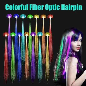 LED Party Light Up Fiber Optic Hair Barrettes Clip Hairpin Flash Braids Luminous - Picture 1 of 19