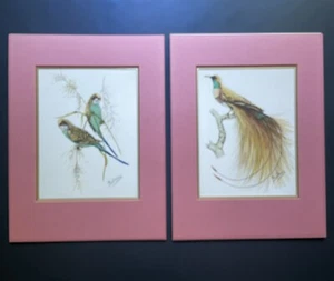 Vintage Val. Dupre’s Watercolor Peacock Set of Two, 14”x19” - Picture 1 of 3