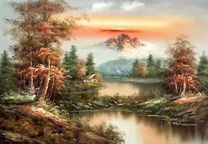 Mountain Landscape di ""Whitman"", 24x36 100% dipinto a mano dipinto a olio su tela - Foto 1 di 6