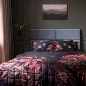 Duvet Quilt Cover Set in Black & Pink Premium Quality 100% Cotton Cosmic FloraL - Picture 1 of 3