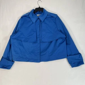 Black History Month Cropped Jacket Plus Size 3X Snap-Front Long-Sleeve Blue - Picture 1 of 17