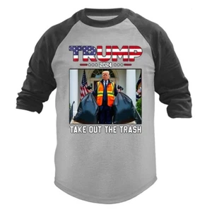 Donald Trump Rally 2024 Campagna Politica Togliere la spazzatura Manica 3/4 Raglan - Foto 1 di 10