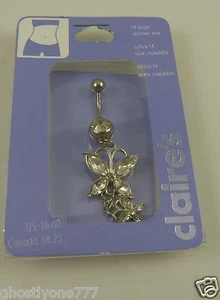 crystal double butterfly belly button ring, piercing, body jewelry, bling - Picture 1 of 5