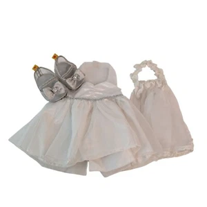 Build-A-Bear Kleidung weiß Brautkleid Schleier & silberne Schuhe Outfit BABW - Bild 1 von 10