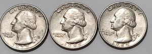 1977 D, 1980 D, & 1980 P Washington Quarters with Filled "D"s and "P" - Picture 1 of 5