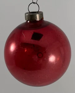 Alter Vintage antiker Weihnachtsschmuck Deko - glänzende Brite rote Kugel - Bild 1 von 5