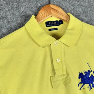 Polo Ralph Lauren Polo Shirt Mens Large Yellow Short Sleeve Custom Fit Dueling - Picture 1 of 15