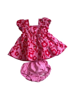 Disney Baby Mädchen Minie Maus rosa und rot Blumen Windelüberwurf Kleid 6/9 Monate - Bild 1 von 5