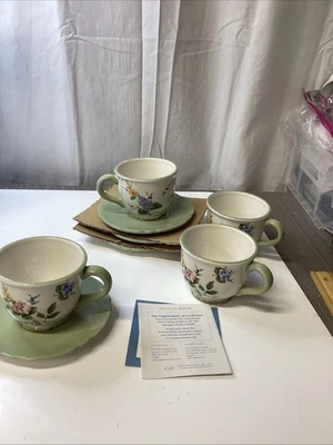 Princess House Vintage Garden Footed 4 Cup And Saucer Sets, 8 Pc. 1438 New - Image 1 of 4