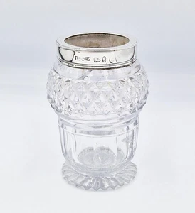 GEORGE III STERLING SILVER MOUNTED CUT GLASS SMELLING SALTS JAR Sheffield 1814 - Picture 1 of 4