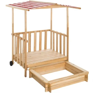 Sandkasten und Spielveranda mit Dach 106x105x137cm Sandkiste rot B-Ware - Bild 1 von 5