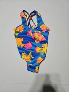 One-piece Swim Suit Girls size 3-4 Fishes Brand Unknown - Picture 1 of 7