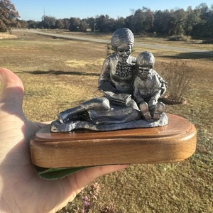 Vintage Michael Ricker Pewter Woman Reading to Boy Figurine - Picture 1 of 11