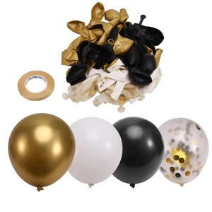 3X (Palloncini Nero e Oro, 67pz 12 Pollici Nero Bianco e Oro Confetti1010 - Foto 1 di 7