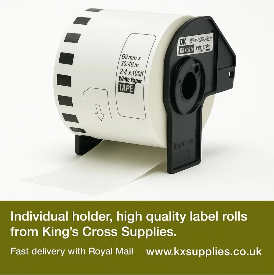 HONEST GROCER DK-22205 Label Roll 62mm x 30.48m – Fits Brother QL-500 QL570 QL800 QL600 QL700
