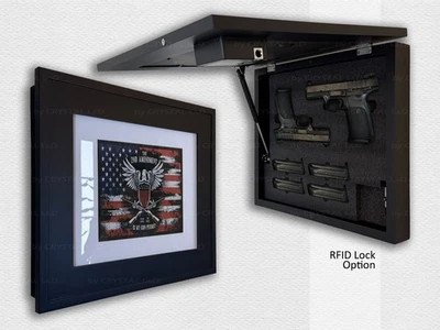 Hidden Storage Photo Frame for Gun and Valuables with RFID Flat Black - Image 1 of 4