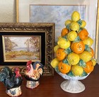 Italian Majolica Capodimonte Lemon Orange Topiary Vintage Centerpiece Art 🍃