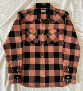 The Flat Head x SOP Herringbone Check Selvedge Flannel Western Shirt Pink/Black - Picture 1 of 7