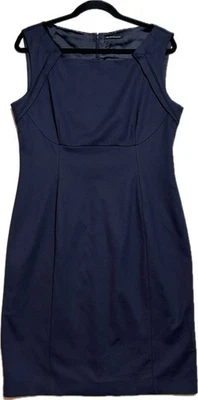 Vestido Elie Tahari Feminino 12 Azul Marinho Sem Mangas Carreira Empresarial Bainha Escritório - Imagem 1 de 4