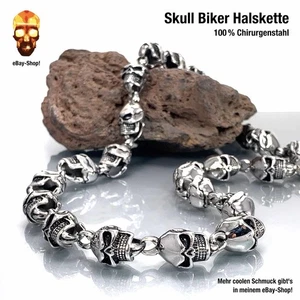 15 mm Skull Halskette Edelstahl Biker Herren Totenkopf Königskette Panzerkette 2 - Bild 1 von 8