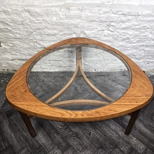 Vintage Nathan Mid 20th Century Teak Wood Glass Top Coffee Table - Picture 1 of 11