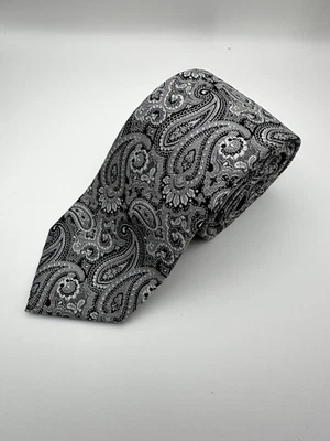 Corbata larga Tino Cosma para hombre negra 100 % seda patrón cachemira hecha en Italia Foto 1 de 3