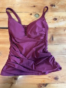 Canotta Tankini Profile by Gottex Shirred Tummy-Control nuoto marrone taglia 8 - Foto 1 di 7