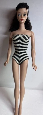 Vintage Barbie Doll Ponytail # 4 Brunette w/ Swimsuit 1960s Mattel  - Image 1 of 4