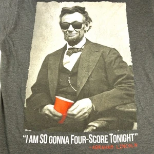 JEM Lincoln lustiges T-Shirt Herren Gr. Medium anthrazit grau Grafik rot Solo Cup - Bild 1 von 5