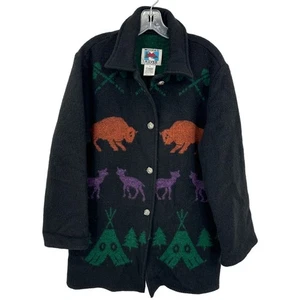 Vintage Wooded River Mantel Damen Medium Wolle Western Cowboy Tribal Southwestern - Bild 1 von 10