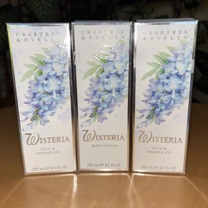 Crabtree & Evelyn Wisteria Glycine Lot (2) Shower Gel (1) body lotion 8.5 oz New - Picture 1 of 2