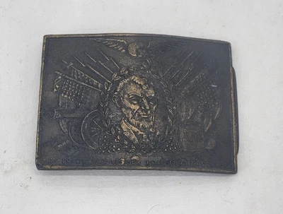 Vintage Abraham Lincoln In Memory Belt Buckle Brass  - Image 1 of 2