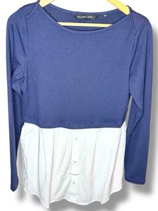 Colleen Lopez Womens Twofer Top In Navy And White SZ L NWT - Picture 1 of 2