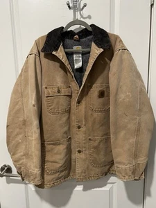 Giacca vintage Carhartt uomo coperta foderata marrone tela lavoro fienile - taglia XL - Foto 1 di 9