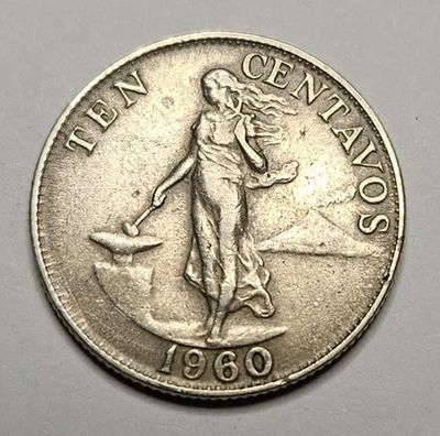 Philippines 10 Ten Centavos - 1960 - Copper Nickel Zinc Coin - KM# 188 - Image 1 of 2