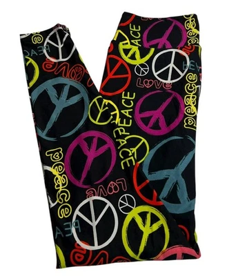 NUEVO LuLaRoe OS Leggings PAZ Símbolo Amor HIPPIE Woodstock Colorido Graffiti Divertido Foto 1 de 4