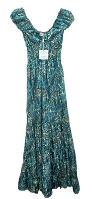 Cienna 真丝混纺长裙女式小号褶皱分层活力性感波西米亚新品 — 第 1/4 张图片