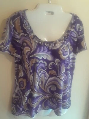 Blusa pequeña Covington para damas Camisa de vestir Prenda para el torso púrpura patrón multicolor Foto 1 de 4