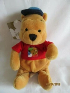 DISNEY STORE - 8" WINNIE THE POOH - LONDON - BEANIE PLUSH SOFT TOY - Picture 1 of 1
